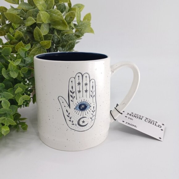 Stay Wild Moon Child Coffee Tea Mug | Ivory with Blue Details | Ceramic - Picture 3 of 10